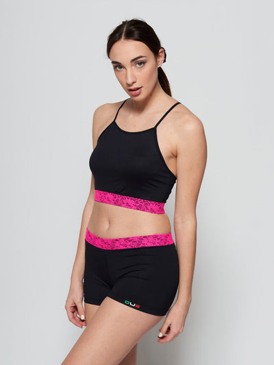 Top e shorts con cintura in pizzo fucsia Due For You